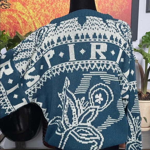 Vintage Gitano Sportswear Teal and Cream “Spirit’ Sweater - Picture 3 of 8